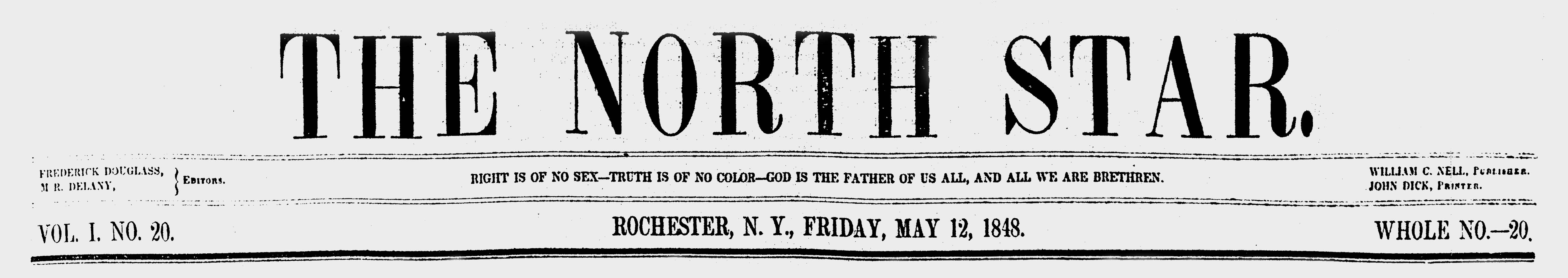 Masthead of The North Star, dated May 12, 1848.